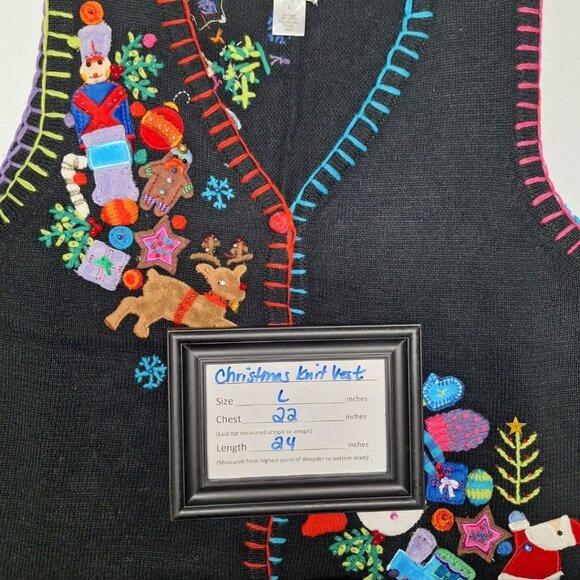 Quacker Factory Christmas Vest Bells‎ Large Embelished  Sweater Knit Embroidered - Picture 7 of 13